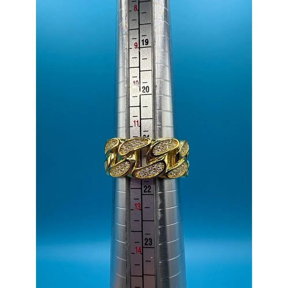 NWT SZ. 12 (11.75)- 3CTW Moissanite Gold over 925 Cuban Ring